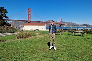 A photo of me in front of the Golden Gate Bridge during a visit to San Francisco for Apache Druid Summit