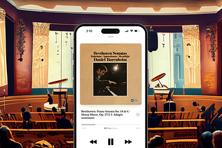 Apple Music Classical infront of an orchestra