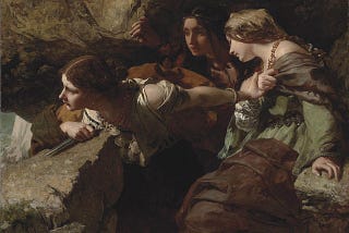 Courage, Anxiety and Despair: Watching the Battle, by English painter James Sant (1850). In private collection.