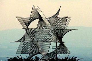 Star of the Lake metal sculpture, overlooking Lake Geneva and the Alps, Lausanne, Switzerland