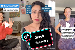 Three screenshots of TikTok videos from qualified therapists