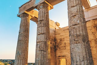 Greek columns in ruins