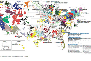 Figure 1 — IOU service territories in the United States; source: Edison Electric Institute