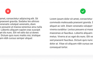 #pracegover Na imagem possuem dois textos iguais, com 9 linhas, mas o da esquerda está com as linhas muito próximas, dificultando a leitura. Já o da direita, está com um espaço maior, criando um ótimo respiro para a leitura.