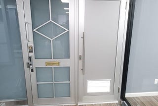 Door with 36" inch pull bar