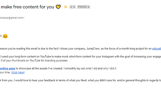 Getting a Response from JumpCrew as a Result of my Email Pitch