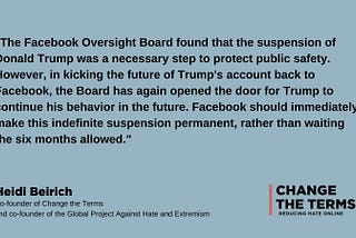 STATEMENT: Change the Terms coalition on Facebook Oversight Board’s Decision to Reject Facebook’s…