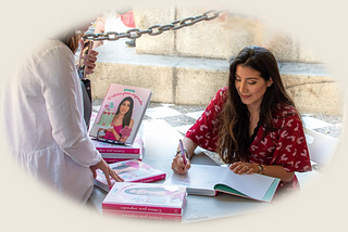 A book signing scene