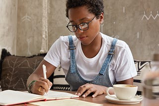 Writer with coffee