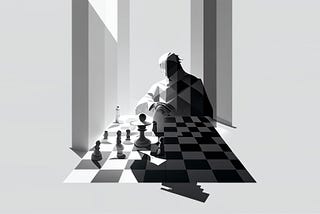 man playing chess alone