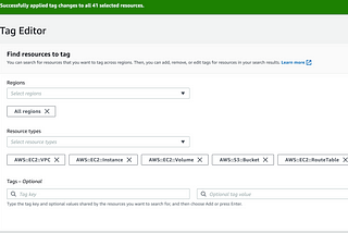 AWS Amazon Web Services Console — Tag Editor — Find all Resources in your account.