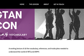 The website interface for the Bangtan Lexicon.