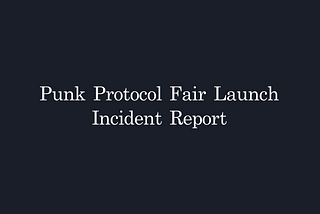 Punk Protocol Fair Launch Incident Report