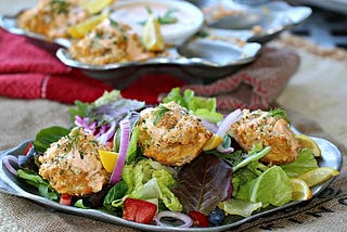 Baked Salmon Puffs with Sriracha Remoulade