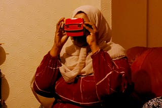 A participant uses a Viewmaster