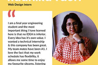 Radhika Taori — Web Design Intern at Shop101 & Dash101