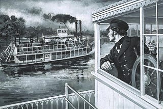 Steamboat captain on Mississippi