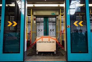 The merchandise within the logistic tram in Frankfurt