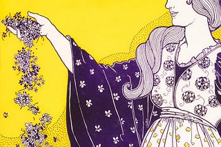 art-deco-style illustration of 60s flower child