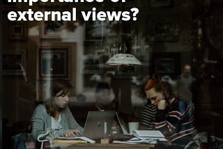 Pinterest image for sharing of people on their laptops in a cafe for the article — Should Medium Change Its Algorithm And Acknowledge The Importance Of External Views?