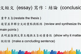 英文短文 (essay) 寫作：結論 (conclusion)