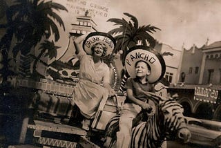 Two tourists in 1950s Tijuana, Mexico.