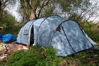 A picture of our new tent (replacing the mangled mess of the Tangled Teepee).