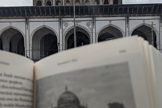 A portrait of the Jama Masjid along with its picture from the book