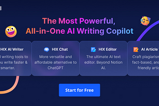 The screenshot of Hix AI — All in one AI Writing Copilot