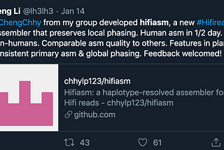 HiFi Assembler Series, Part 1: hifiasm, a fast, haplotype-resolved genome assembler