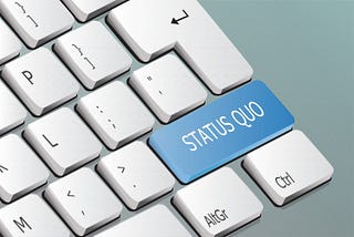 Keyboard with enter button labeled as ‘status quo’