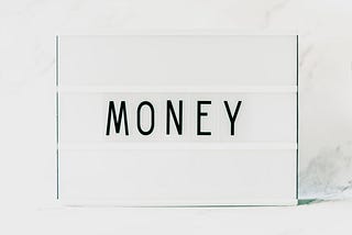 home decoration with the word “money”