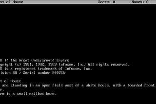 A screenshot of the DOS version of Zork