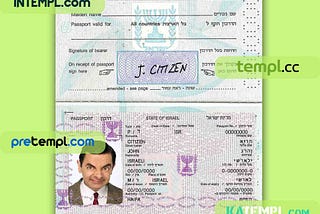 Israel passport PSD download template (1992–2013)