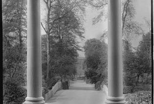 A picture of the view from the Loggia to the back of the Holburne Museum, c. 1920