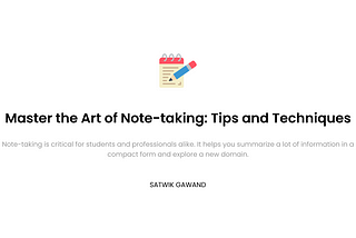 Master the Art of Note-taking: Tips and Techniques
