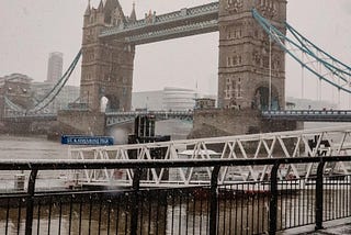 Tower Bridge covered by Snow in late January 2021