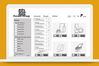 The Hero Image showing a mock-up laptop with the product page of the mid fidelity website.