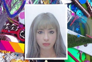 Capa do álbum “Time ’n’ Place” da banda Kero Kero Bonito. Na imagem, uma colagem colorida com uma foto 3x4 da cantora no centro.