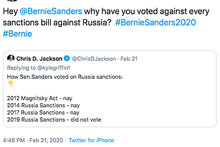 No, Bernie Sanders Did Not Vote Against Every Russia Sanctions Bill