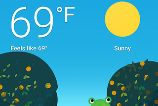 Screenshot of the Google Weather Frog, circa 2021–2022.