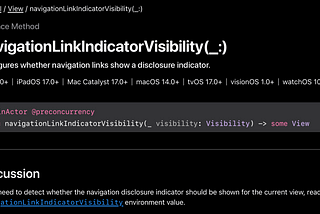 隱藏 & 顯示向右箭頭的 navigationLinkIndicatorVisibility
