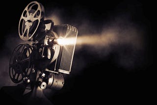 Film projector on a dark background