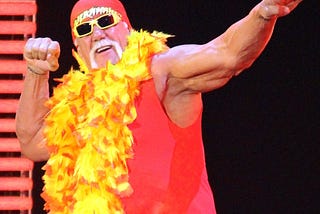 Professional wrestler Hulk Hogan poses during a WWE event.