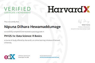 HarvardX certificate for Data Science: R Basics