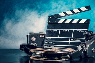 old camer and film on counter