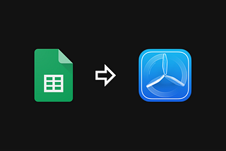 The Google Sheets logo next to an arrow pointing to the TestFlight logo