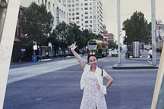 The author’s photo in her 20s, from the days when disposable cameras meant waiting for film to be developed at a photo lab.