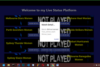 Live Cricket Status web application