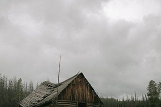 An old cabin that is falling apart.